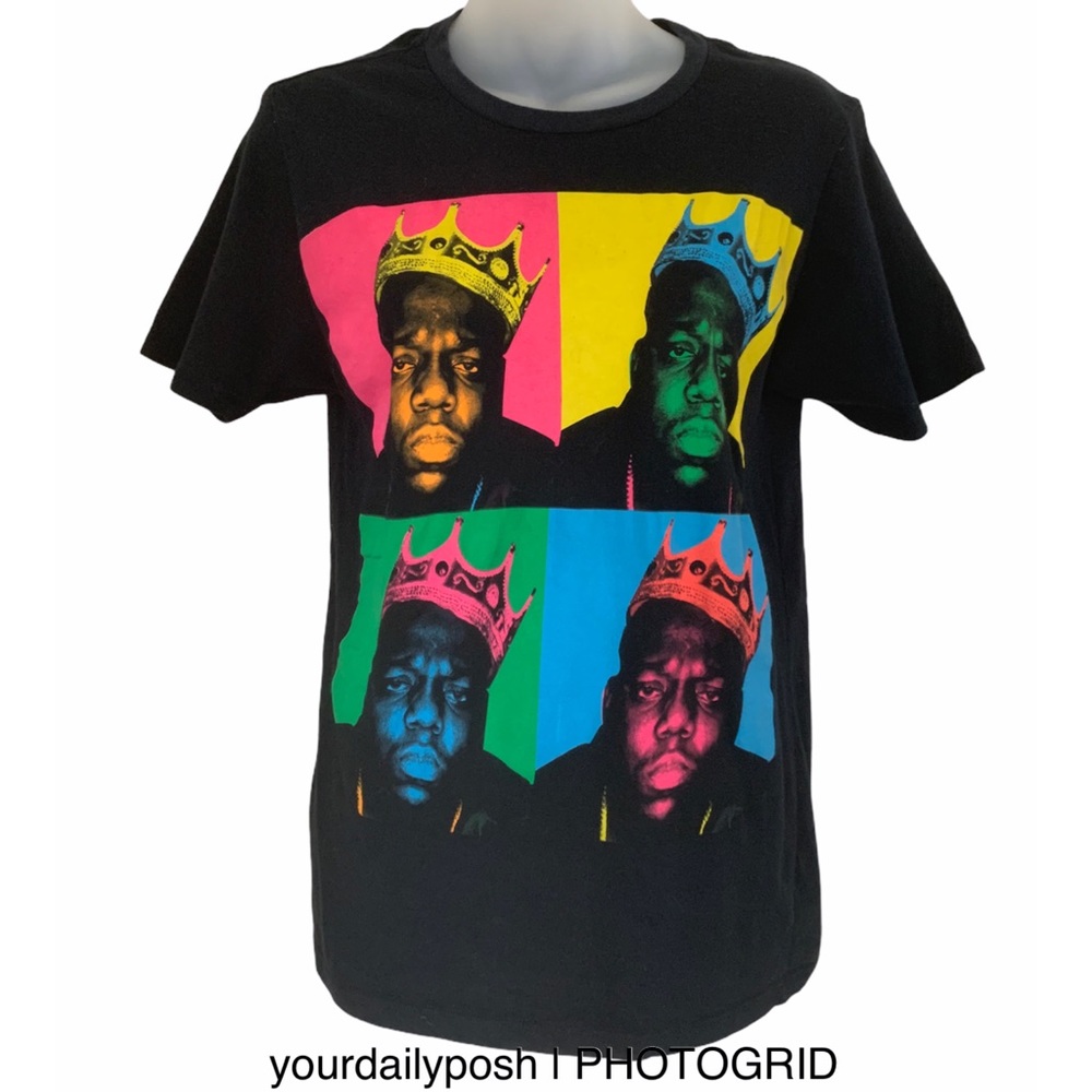 Notorious B.I.G. Biggie Smalls black pop art graphic print t-shirt Small